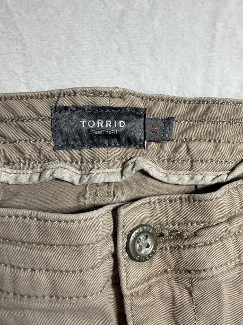 torrid Beige Roll-Cuff Utility Shorts - Picture 2 of 7